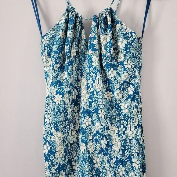 New Free People Bon Voyage Floral Print Woven Midi Dress In Blue Combo Size M - Picture 4 of 9